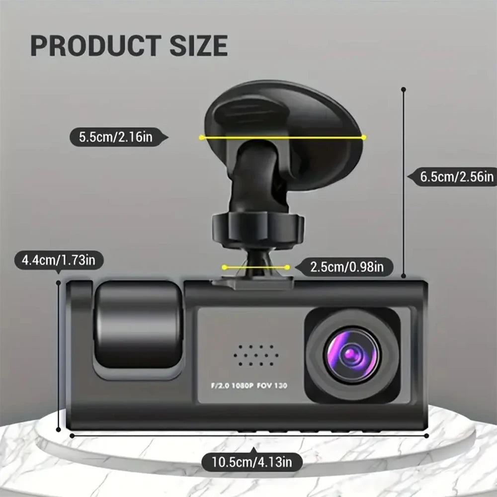 Car dash cam with infrared night vision, 1080p recording.