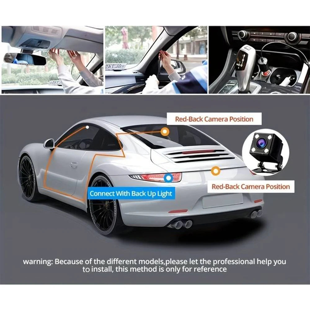 Car dash cam with infrared night vision, 1080p recording.