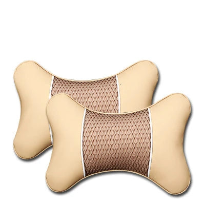 2pcs Faux Leather Car Headrest Pillows