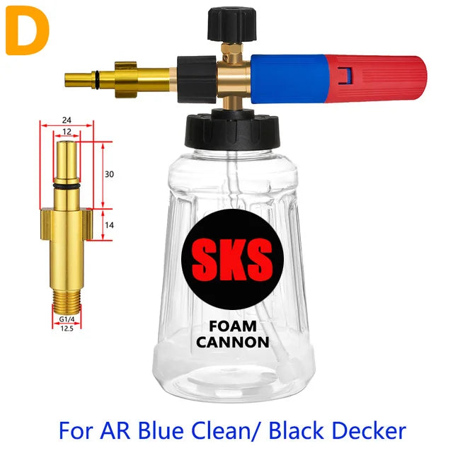 High pressure foam bottle to wash your vehicle, with 13 adaptable nozzles.
