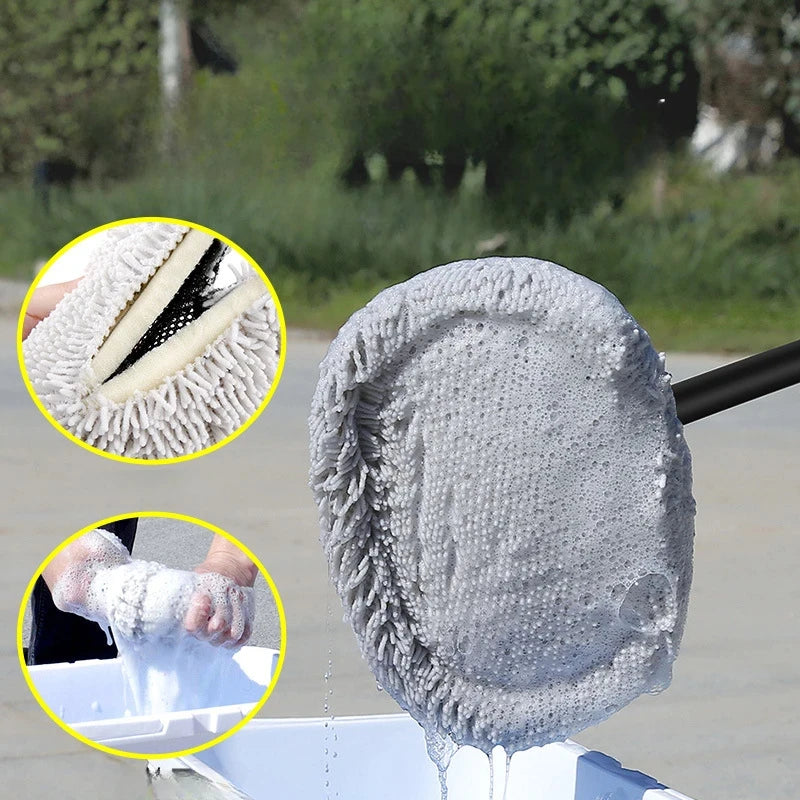 Brush for washing cars and others; telescopic Soft chenille hair broom.