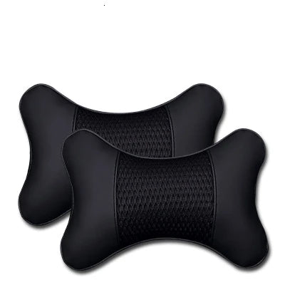 2pcs Faux Leather Car Headrest Pillows