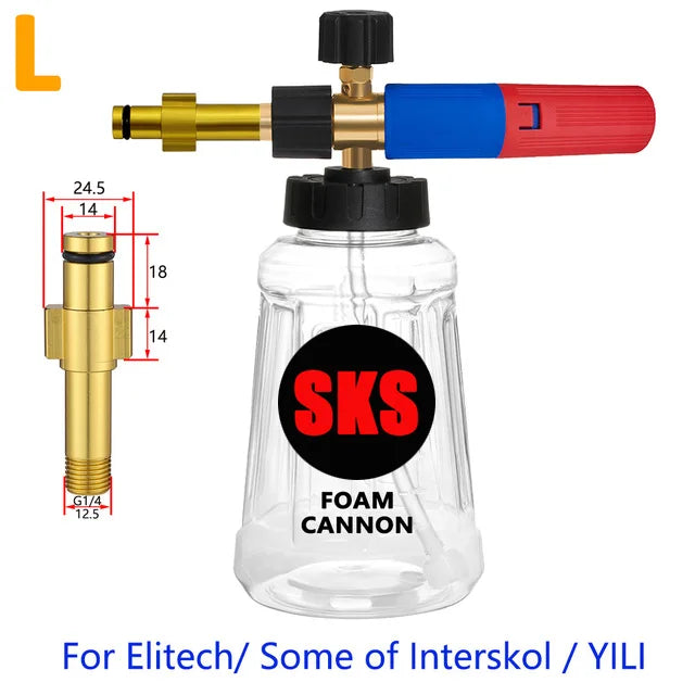 High pressure foam bottle to wash your vehicle, with 13 adaptable nozzles.