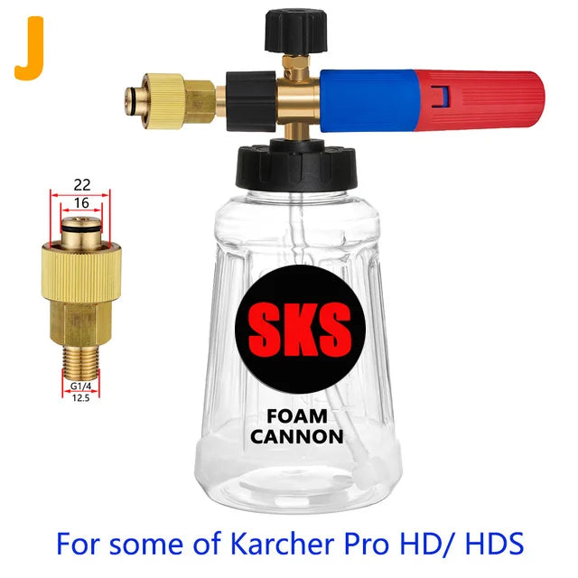 High pressure foam bottle to wash your vehicle, with 13 adaptable nozzles.