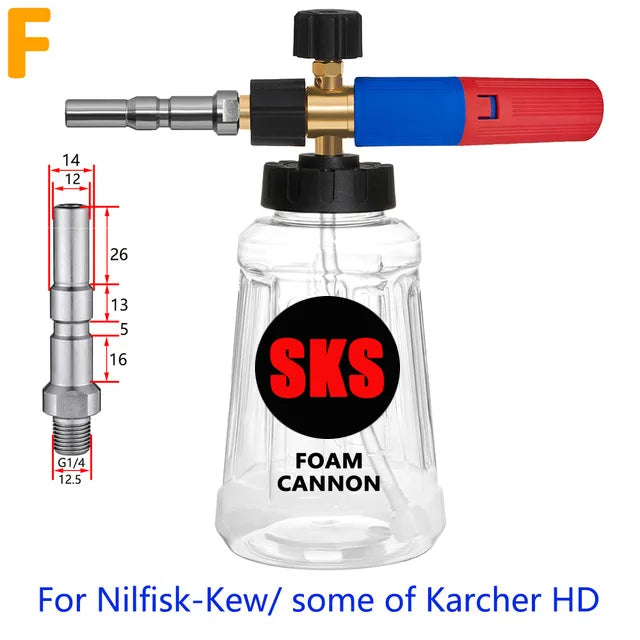 High pressure foam bottle to wash your vehicle, with 13 adaptable nozzles.