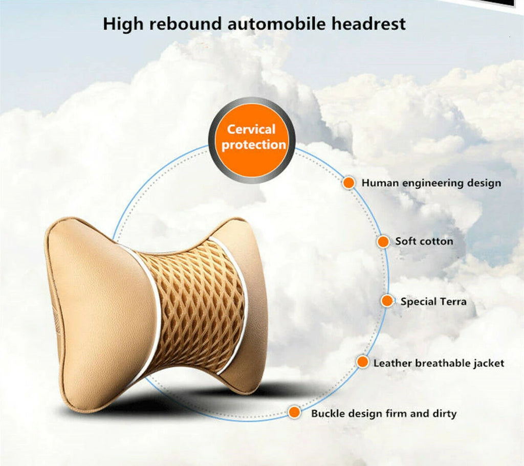 2pcs Faux Leather Car Headrest Pillows