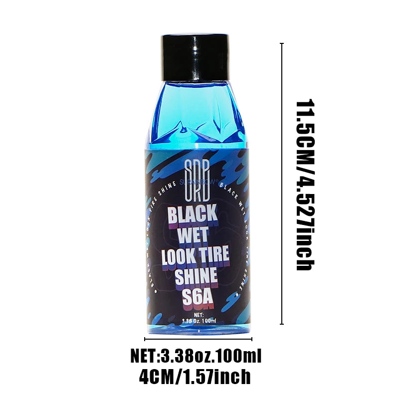 Tire treatment with a deep gloss finish for protection, cracking and fading.