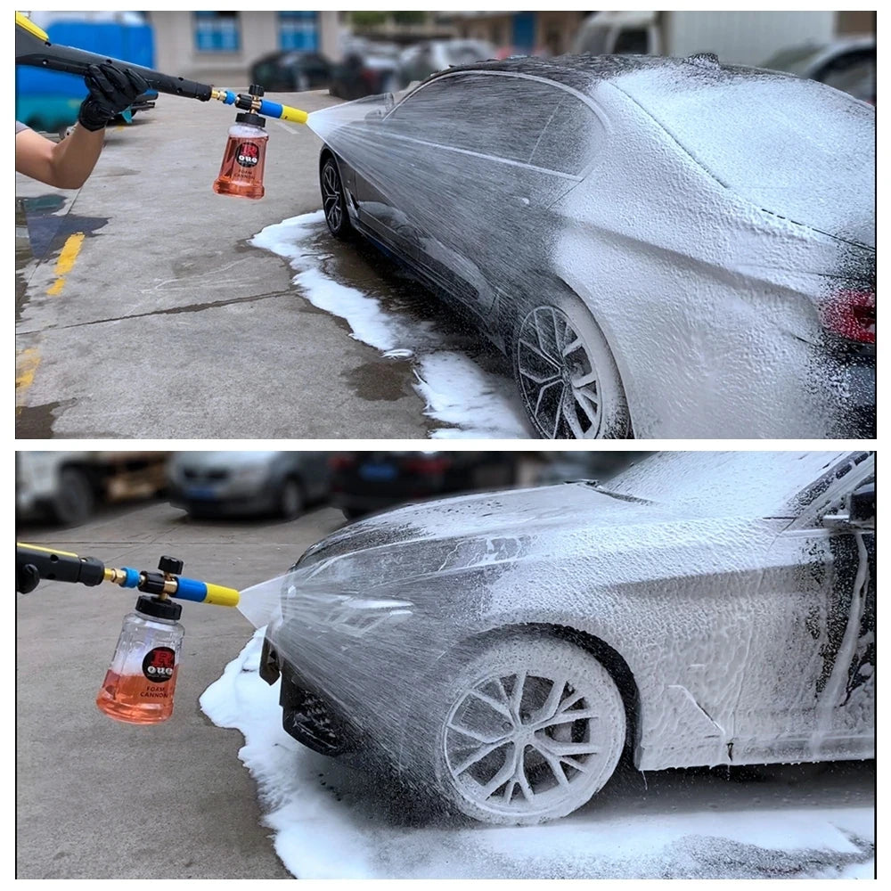 High pressure foam bottle to wash your vehicle, with 13 adaptable nozzles.