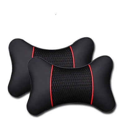 2pcs Faux Leather Car Headrest Pillows